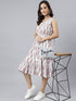 White Cotton Ethnic Motifs Flared Western Dress